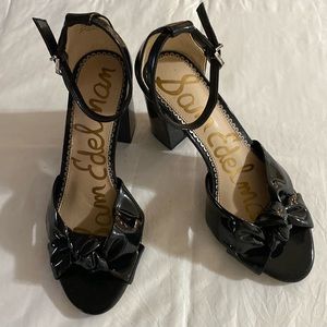 New Sam Edelman ODINA Black Patent Ankle Strap Shoes 6  M